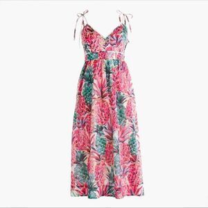 J. Crew Pineapple Sundress Size 14 100% Cotton Palm Beach Tropical Hawaiian
